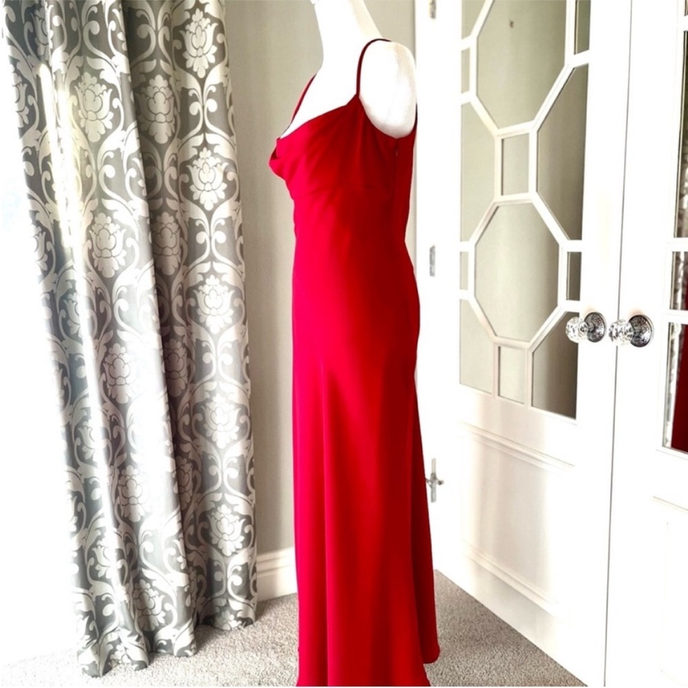 JONES NEW YORK Stunning Red Evening Silky Midi Dress - Sz 12 - Picture 3 of 8